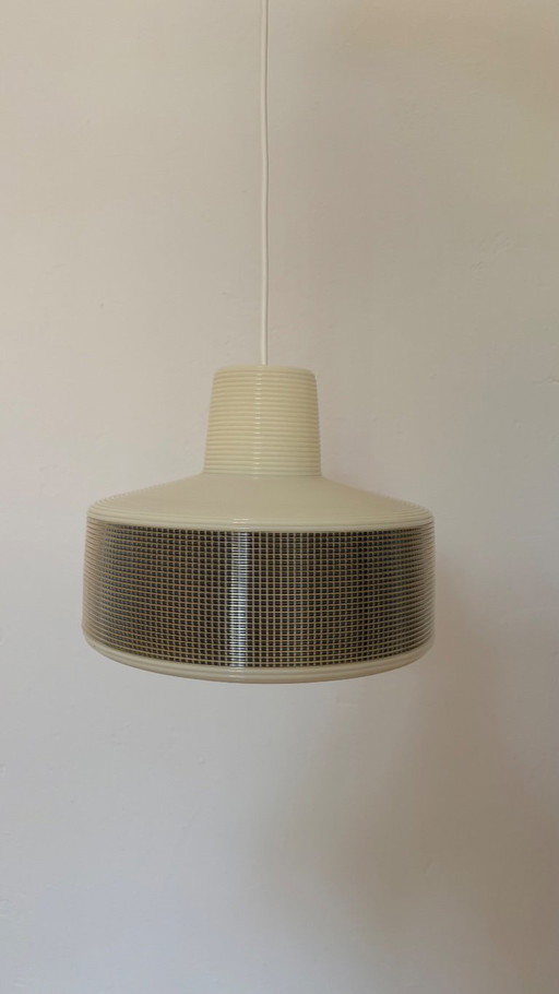 Suspension vintage années 1970 – Style futuriste – Blanc crème – hanglampen, Plastic (photo 2 of 8)