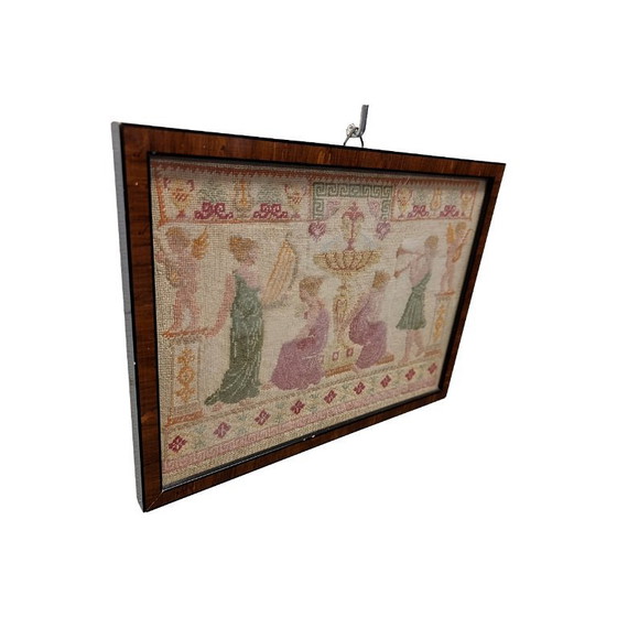 Image 1 of Antique framed classical embroidery, 19th century