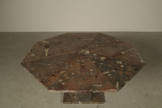 Image 1 of Fossil Stone Pedestal Coffee Table, France, 1970's
