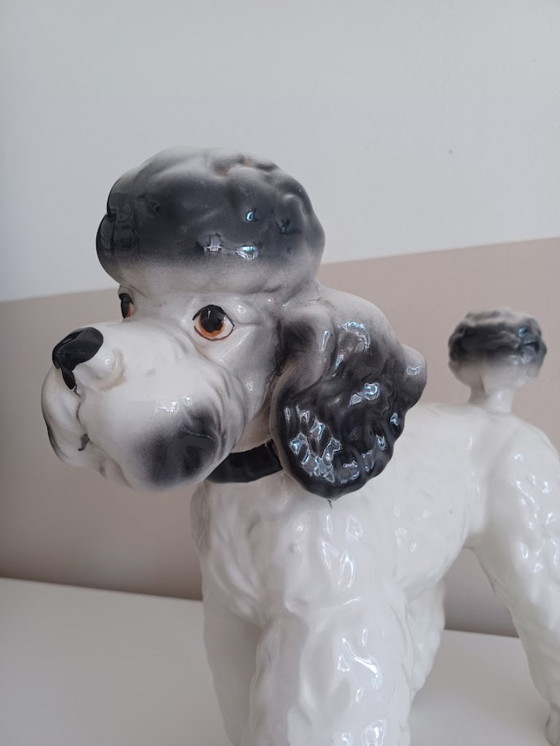 Image 1 of Vintage '80 XL Poedelbeeld. Handbeschilderd keramiek. 