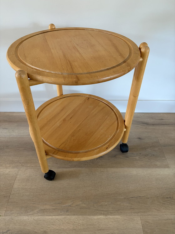 Image 1 of Inklapbare vintage Deense trolley “Lazy Susan” 