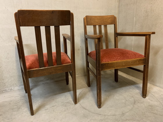 Image 1 of Ensemble de 2 chaises de l'école d'Amsterdam / Art Deco.