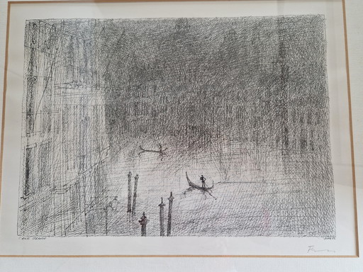 Beautiful Etching By Paul Flora - 1982 - Canal Grande