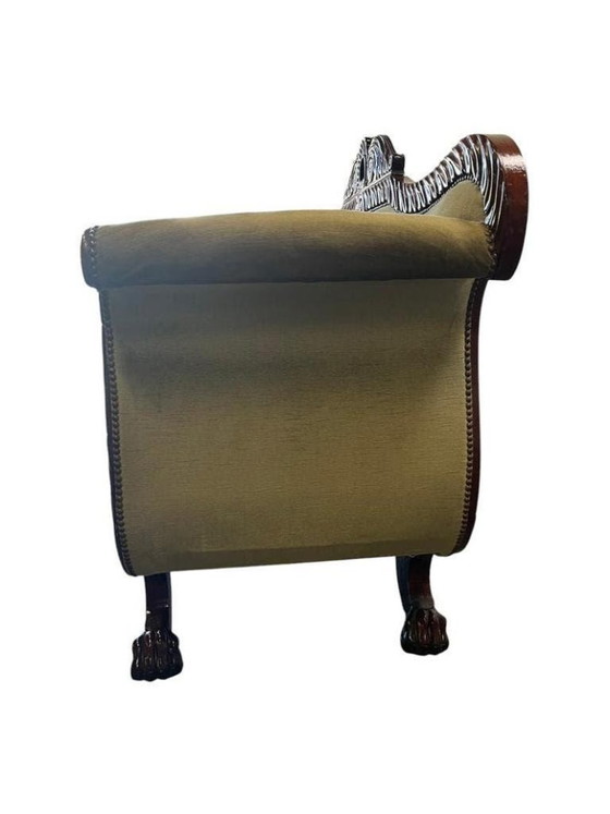 Image 1 of Poltrona/divano/due posti vintage in stile barocco verde