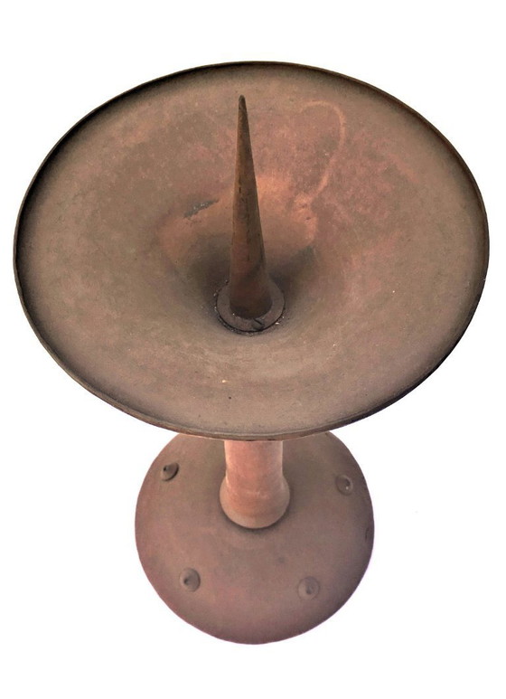 Image 1 of Red copper candlestick, unique, wrought iron, 1940-1944
