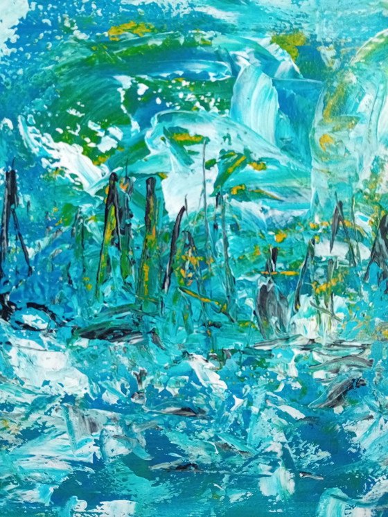 Image 1 of Abstrakte Malerei (Boote, Segel) 40x40x3