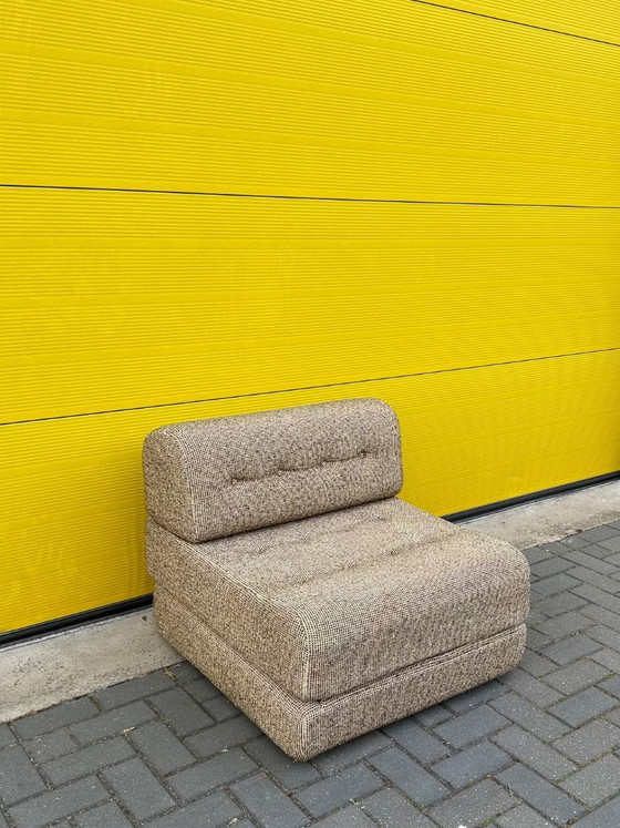 Image 1 of Vintage modular sofa / sofa bed - beige-brown woven fabric