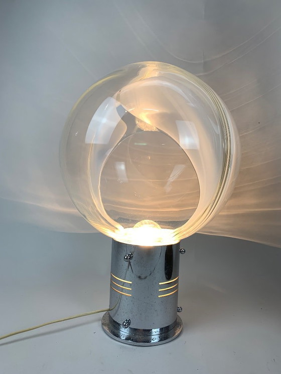 Image 1 of LAMPADA DA TERRA A MEMBRANA VINTAGE ITALIANA DI ZUCCHERI per Venini