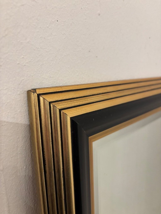 Grote wandspiegel – zwart/gouden lijst – Louis Philippe / Hollywood Regency stijl