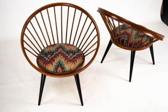Image 1 of Pair of Yngve Ekström Circle Chairs for Swedese, Sweden 1950s – Original Upholstery