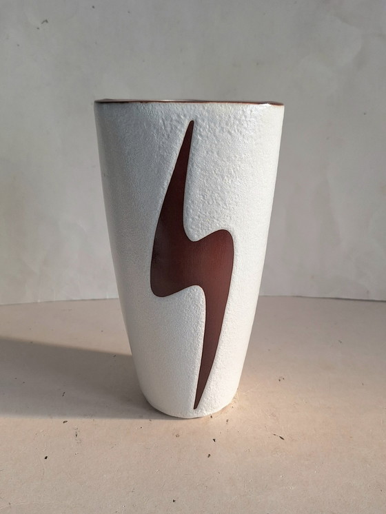 Image 1 of Jaap Ravelli's vintage ceramic vase with a lightning bolt. 1953.