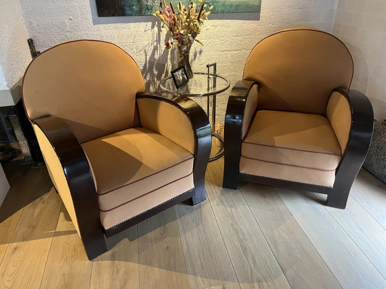 Image 1 of 2x grote art deco fauteuils