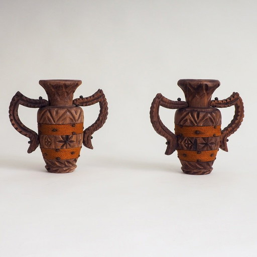 Set van 2 Spaanse Brutalistische Vazen