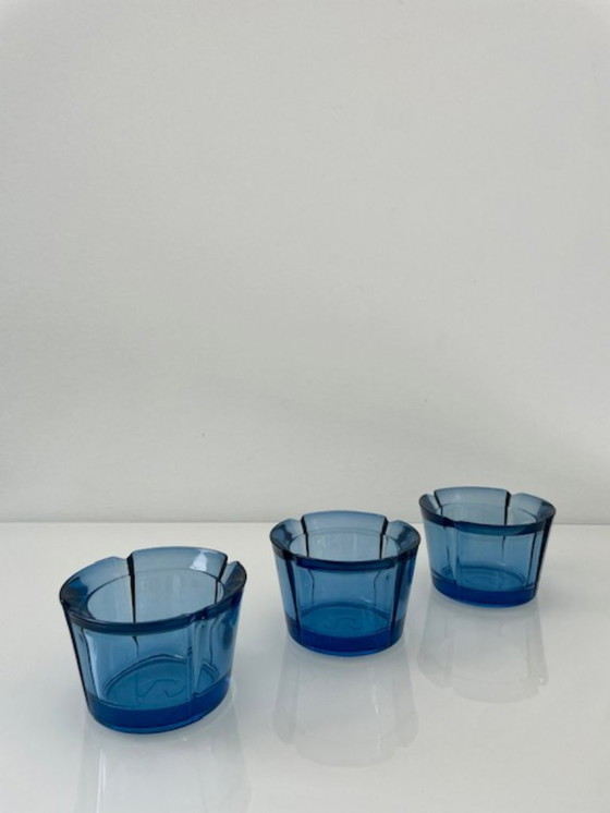 Image 1 of 3x Rosendahl Dänisches Design Kerzenhalter blau Glas