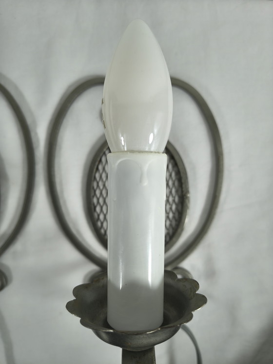 Image 1 of Appliques murales françaises vintage à motif fleur de lys – lot de 2 – années 1960/70