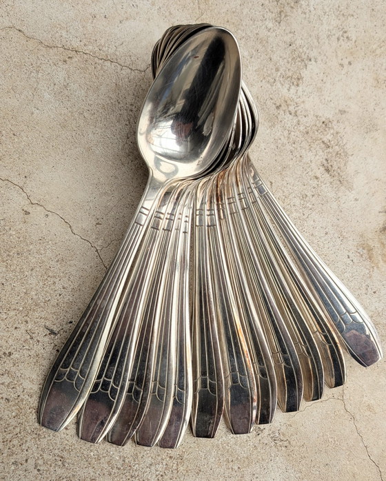 Image 1 of Verzilverde Art Deco bestekset