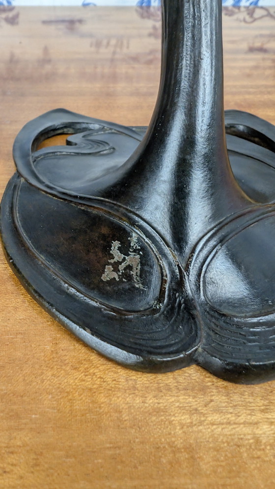 Image 1 of Ein Paar MoMa-Kandelaber aus Bronze mit Nymphen im Jugendstil Vintage 1988