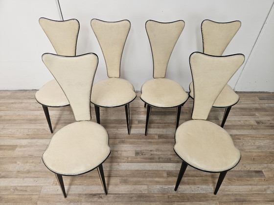 Set van zes mid-century moderne eetkamerstoelen van Umberto Mascagni – Wood (photo 5 of 16)