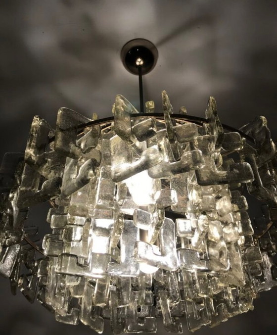 Image 1 of Kronleuchter aus Muranoglas von Carlo Nason, entworfen von Mazzega, Italien, 1970