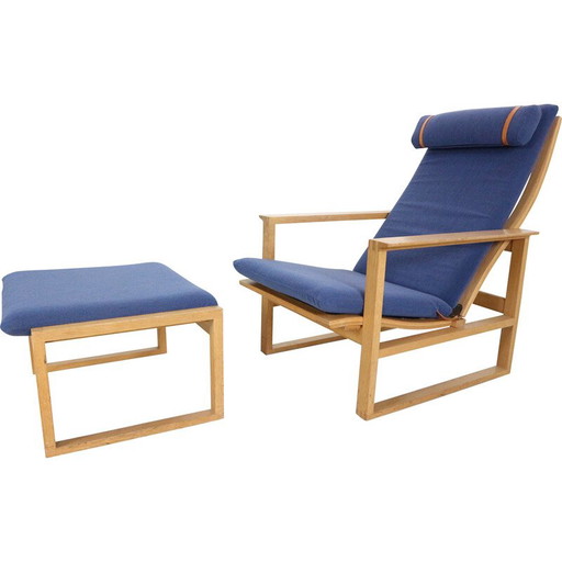 Poltrona vintage con pouf in teak di Søren Ladefoged per SL Møbler, Danimarca 1960