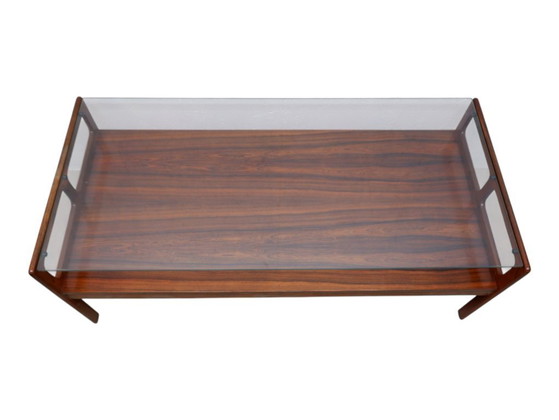Image 1 of Rosewood coffee table with glass top, 1970s