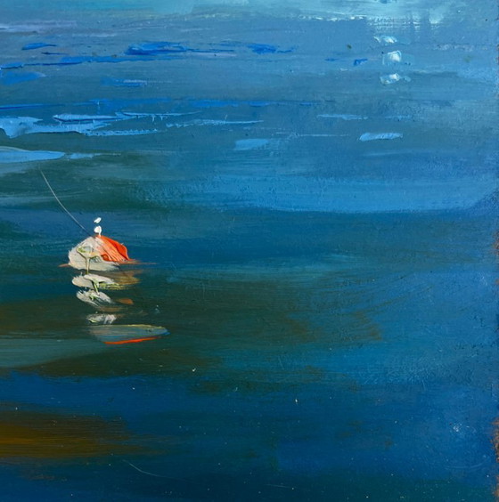 Image 1 of Original Oil Painting Coastal River Landscape A storm is coming