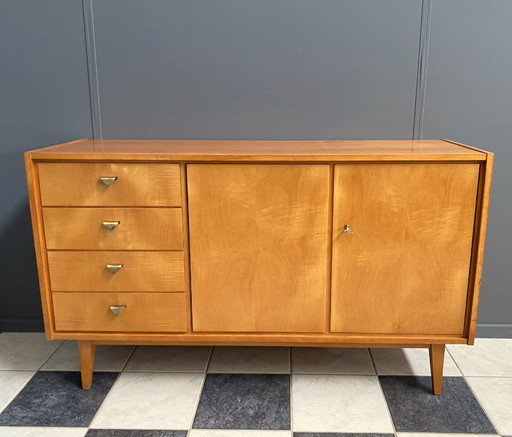 Wood sideboard 1960s 4 drawers and 2 doors