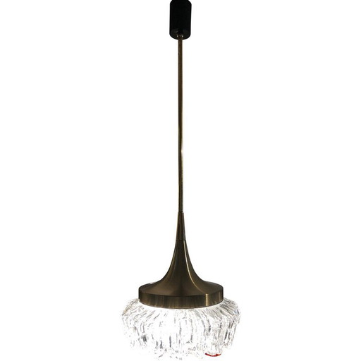 Vintage brass pendant lamp by Maison Arlus, 1950