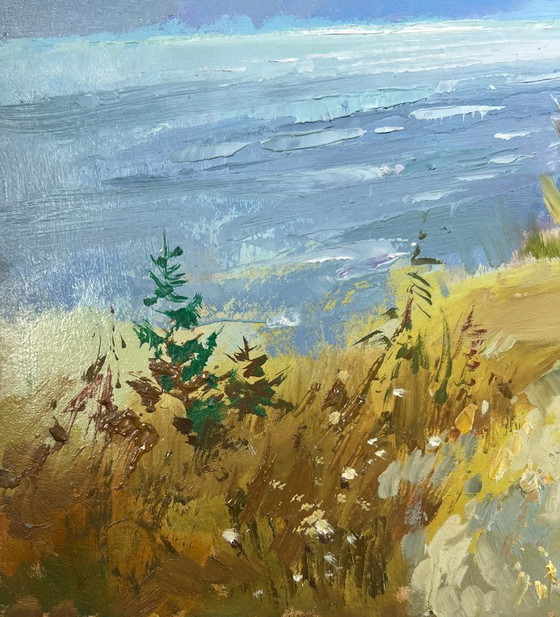 Image 1 of Peinture à l'huile originale Paysage côtier d'été Là où vit le conte de fées