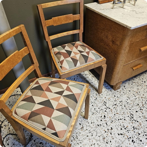 Image 1 of Ensemble de chambre Art Déco en érable moucheté et marbre