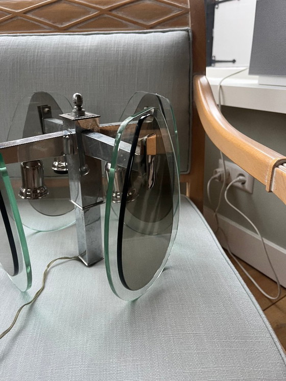 Image 1 of Suspension Veca Vetreria Castelli Space Age – Design vintage italien – Verre fumé et chrome