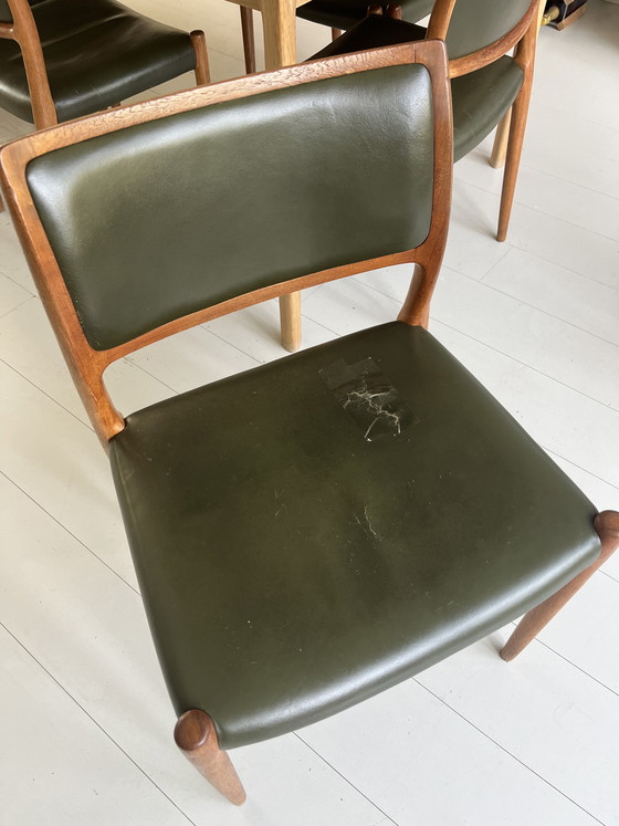 Image 1 of 6 Vintage Niels Otto Moller model 80 chairs for J.L. Møllers