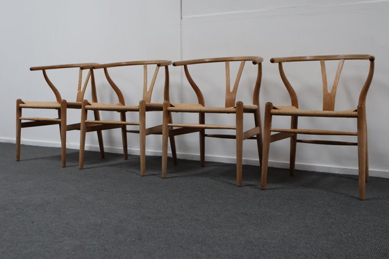 Image 1 of 4x Hans J. Wegner CH24 Sedie a spina di pesce in quercia, anni '70 Danimarca
