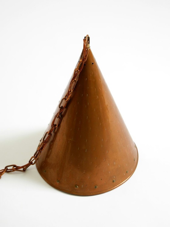 Image 1 of 1960s cone pendant lamp in copper by TH. VALENTINER Copenhagen, Made in Denmark