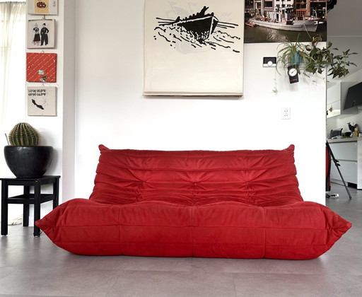Lignet Roset Togo 3-Zits Goya Rood – Ligne Roset, banken, Textile