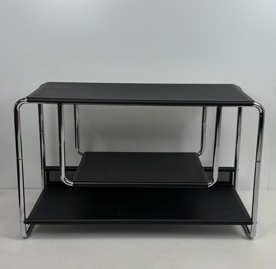Image 1 of Vintage zwart metaal Habitat LP audiomeubel chroom buisframe
