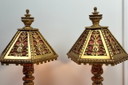 2x Italiaans Florentijns verguld houten, midcentury tafellampen, monumentaal! Dramatisch!
