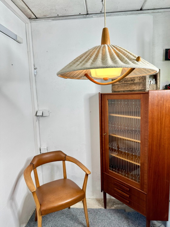 Mid Century Pendant Lamp Temde Teak Danish Design Vintage, Ceiling lights, Wood, Brown (photo 2 of 15)
