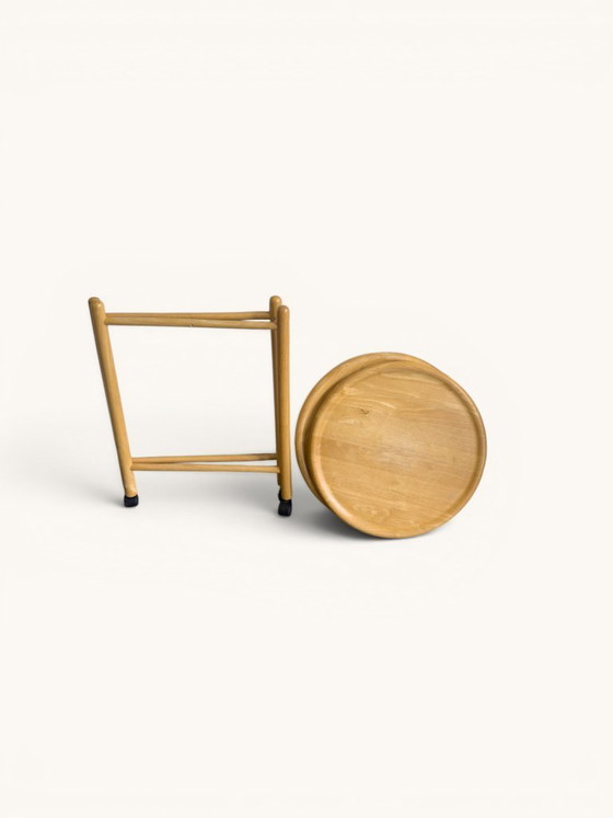 Ronde Vintage Trolley Op Wieltjes Van Jens Quistgaard, Jaren 70 – Serveerwagens, Wood (photo 5 of 5)