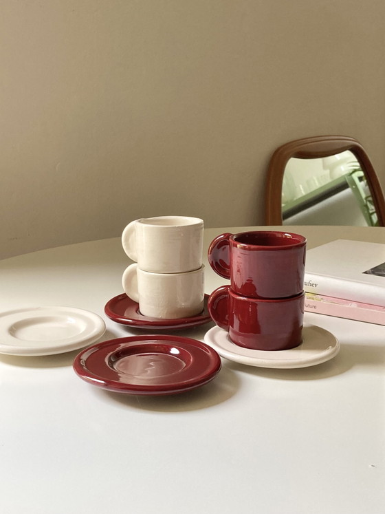 Image 1 of Ensemble de 4 tasses à café vintage en céramique