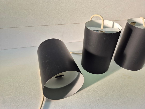 Image 1 of 6 Louis Poulsen "pipe" pendant lights, 1960s, lacquered steel