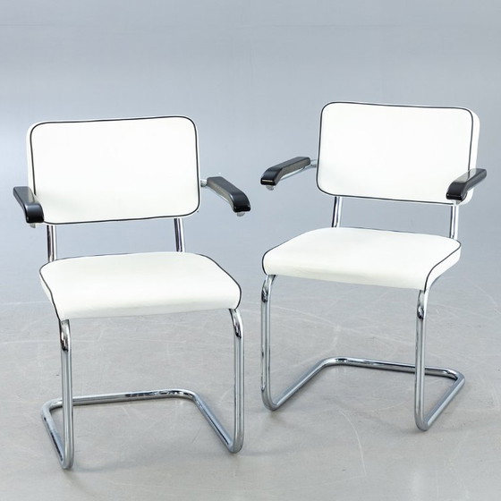 Thonet Freischwinger S64 Jil Sander avec cuir et rembourrage – Chaises de salle à manger, Bois (photo 8 of 9)