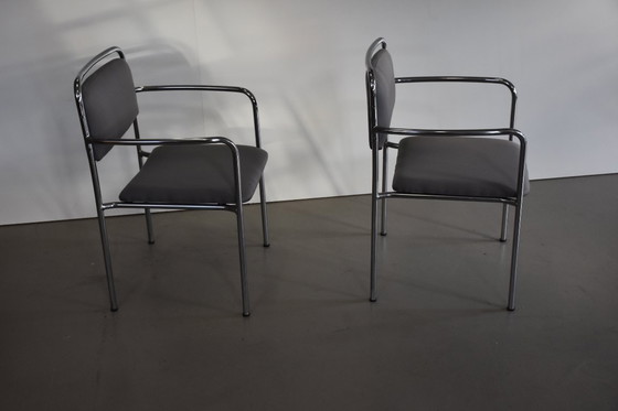 Image 1 of 4 reupholstered Vintage Chrom Stühle Chairs 70er 70s