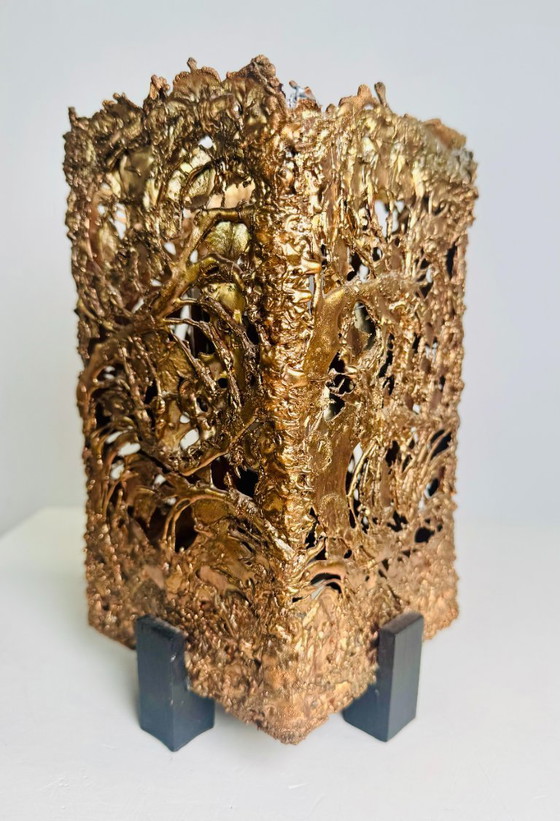 Image 1 of Lampada da tavolo brutalista con paralume in rame di Aimo Tukiainen per Oy Moonlight, Finlandia, anni '70