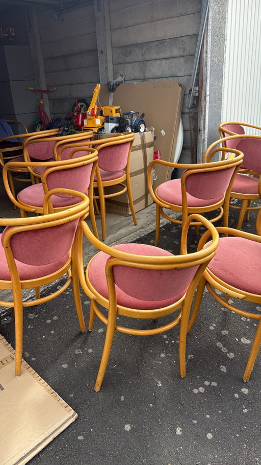 30 chairs, armchairs, Le Corbusier velvet, vintage Thonet – eetkamerstoelen, Textile, Wood