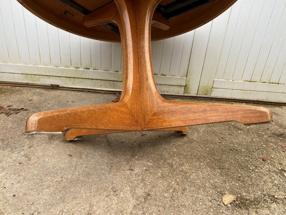 Image 1 of Scandinavian extendable round teak table, 115cm diameter, 152cm length, an70