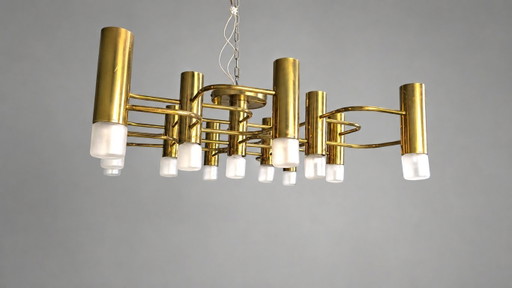 Lustre Sciolari du milieu du siècle avec 13 points lumineux
