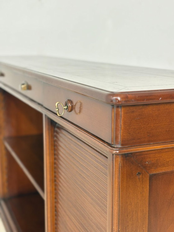 Image 1 of Classic mahogany office sideboard with roll-up doors/English colonial style/sideboard/1960s
