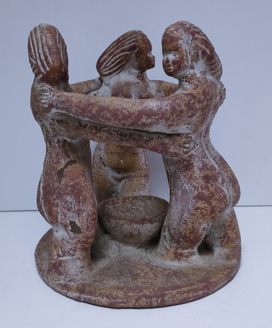 Image 1 of portacandele centrale in ceramica terracotta