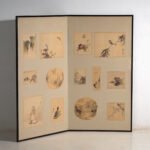Paravento giapponese antico a due pannelli con dipinti montati – Giappone, circa 1900 – Paraventi, Paper (photo 6 of 40)